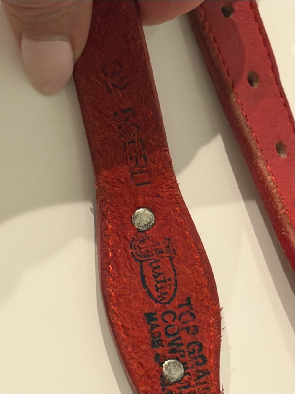 Red Leather Western Belt with Silver tone Conchos size 32 - Picture 6 of 10